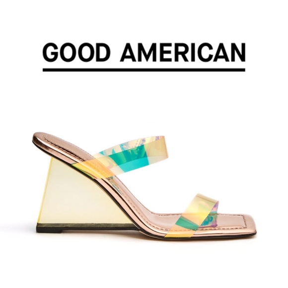 New! GOOD AMERICAN - CINDER-F*CKING-RELLA WEDGE - Rainbow001 - Size 10 - Picture 2 of 6